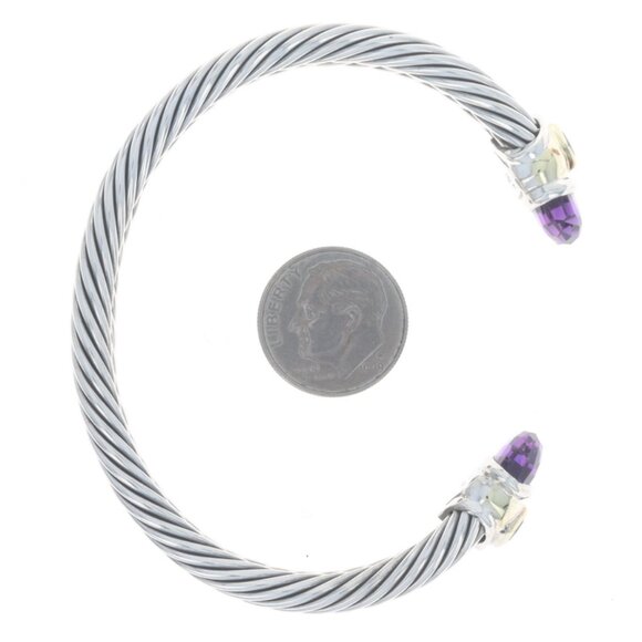 David Yurman Renaissance Amethyst Rhodolite Garnet Cuff Bracelet 5 3/4" - 925 - Picture 5 of 6